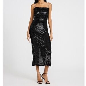 NWT Express Black Sequin Midi Dress